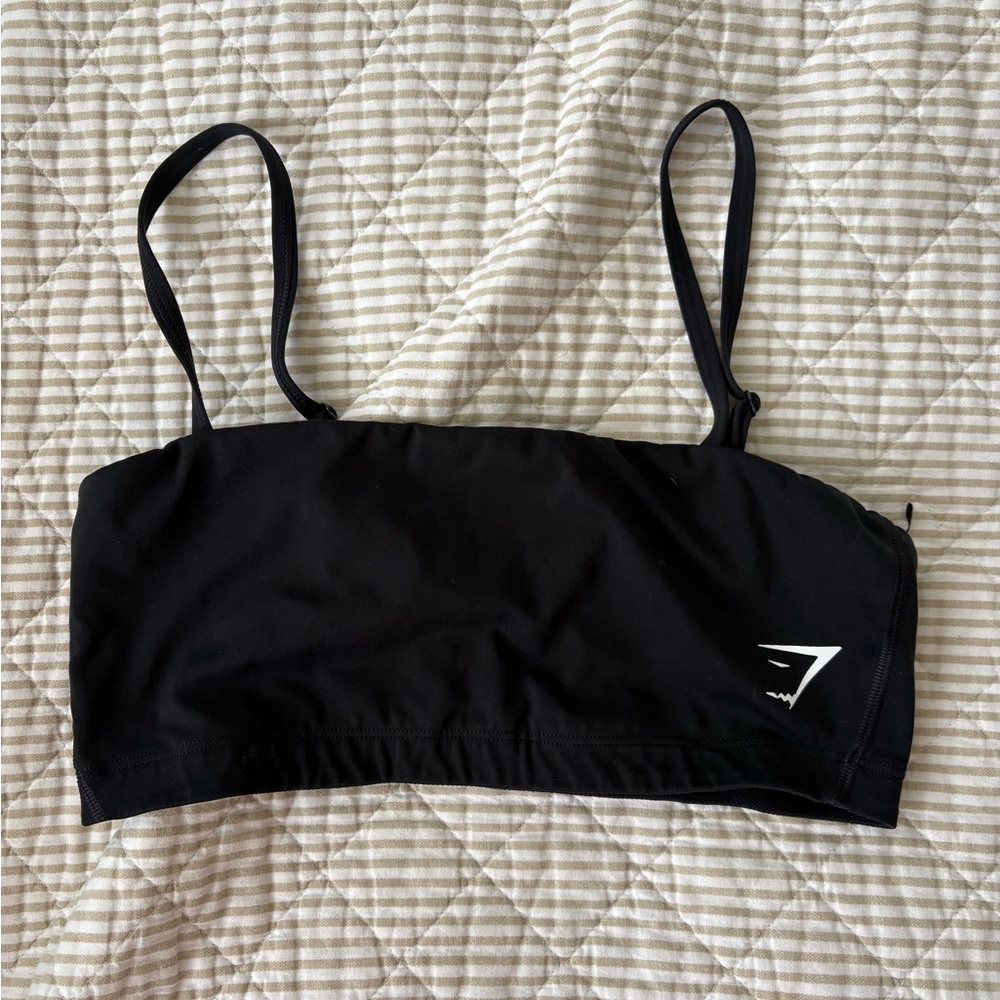 Gymshark Black Sports Bra with White Logo